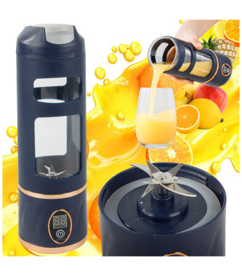 Juhtmeta kaasaskantav smuutiblender-pudel, USB-laadimisega, tumesinine, 450 ml