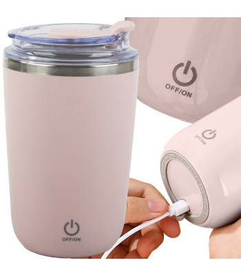 Ise segav roosa termokruus USB-laadimisega, roostevabast terasest, 350 ml