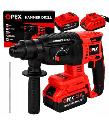 Akupuurvasar OPEX TOOLS, SDS+, harjadeta mootor, 2 × 3.0 Ah aku, 21V – OPX28008