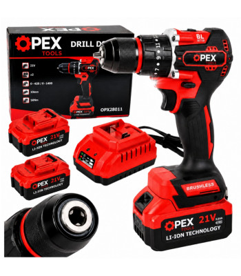 OPEX TOOLS harjavaba löökfunktsiooniga akutrell-kruvikeeraja kahe aku ja kohvriga, OPX28011, 21V