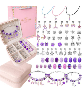 Charms-ehete valmistamise komplekt ehtekarbi ja kinkekotiga, 66 osa