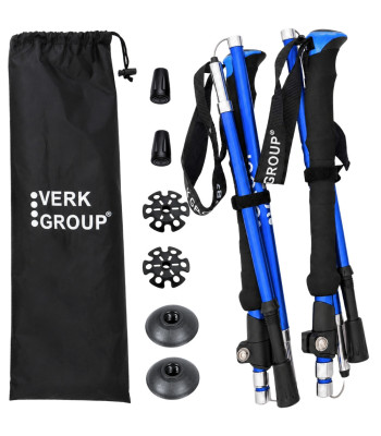 Kokkupandavad sinised trekkingukepid matkamiseks ja kepikõnniks, 35 cm / kuni 136 cm