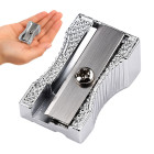 Ühe auguga metallist pliiatsiteritaja, hõbedane, 2 × 1 × 2 cm