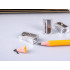 Ühe auguga metallist pliiatsiteritaja, hõbedane, 2 × 1 × 2 cm