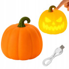 Halloweeni kõrvitsa kujuline LED-öölamp, taimeri ja akuga, 11 × 11 cm