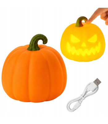 Halloweeni kõrvitsa kujuline LED-öölamp, taimeri ja akuga, 11 × 11 cm