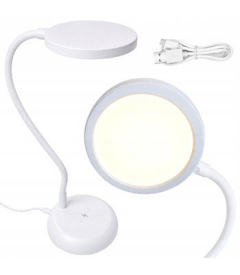 Puutejuhtimisega LED-laualamp painduva varre ja USB-C-toitega, valge