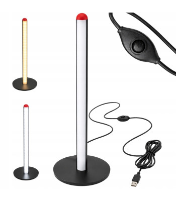 LED-laualamp, 3 valgusvärvi, reguleeritava heledusega, must, 25 cm