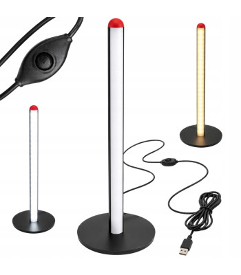 LED-põrandalamp 3 valgusvärviga, hämardatav, USB, must, 50cm