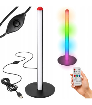 Must RGB LED-põrandalamp kaugjuhtimispuldiga, 7 värvi, 50 cm