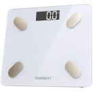 Elektrooniline klaasist vannitoakaal LCD-ekraaniga, valge, Slim Fit, 180 kg, 30 × 26 × 2 cm