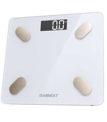 Elektrooniline klaasist vannitoakaal LCD-ekraaniga, valge, Slim Fit, 180 kg, 30 × 26 × 2 cm