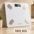 Elektrooniline klaasist vannitoakaal LCD-ekraaniga, valge, Slim Fit, 180 kg, 30 × 26 × 2 cm