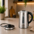 Elektriline veekeetja roostevabast terasest, vaikne ja võimas, hõbedane-must, 1,7 l, 1850–2200 W