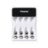 Maxday AA/AAA akulaadija, USB-C, LCD-ekraan, 4 pesa, kiire laadimine, C704Y4, 8,6cm x 6,8cm x 2,7cm