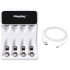 Maxday AA/AAA akulaadija, USB-C, LCD-ekraan, 4 pesa, kiire laadimine, C704Y4, 8,6cm x 6,8cm x 2,7cm