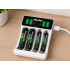 Maxday AA/AAA akulaadija, USB-C, LCD-ekraan, 4 pesa, kiire laadimine, C704Y4, 8,6cm x 6,8cm x 2,7cm
