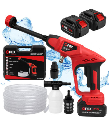 Akutoitega survepesur kivipindadele, komplekt 2 × 3,0 Ah akuga ja mitmerežiimilise otsikuga, 21 V – OPEX TOOLS OPX28001