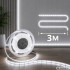 USB-toitega LED-valgusriba, külm valge valgus, lüliti ja isekleepuv tagakülg – 3 m