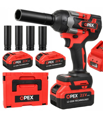 OPEX TOOLS akutoitel löökmutrikeeraja komplekt, harjadeta mootor, 700 Nm, 2 × 3,0 Ah, OPX28038