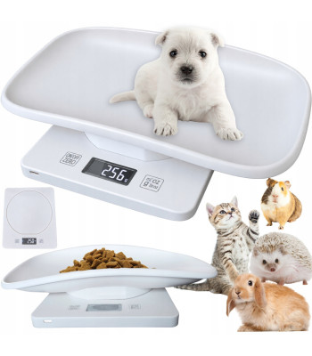 Elektrooniline lemmikloomakaal LCD-ekraaniga, valge, täpsus 1 g, maksimaalne koormus 10 kg
