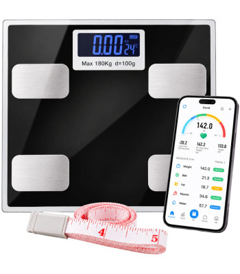 Nutikas analüütiline Bluetooth-vannitoakaal rakendusega, 180 kg, 28 × 28 cm
