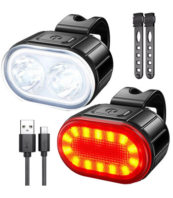 LED-jalgrattatulede komplekt, USB-laetav esi- ja tagatuli