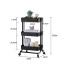 Kolmetasandiline metallist riiul-käru ratastel, must, 76 × 43 × 36 cm