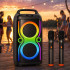 Kaasaskantav juhtmevaba Bluetooth-kõlar karaoke, FM-raadio ja LED-valgustusega
