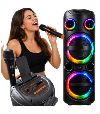 Suur kaasaskantav juhtmevaba Bluetooth-karaokekõlar FM-raadio, USB ja AUX-iga, BT-8813, 78 × 27 × 26 cm
