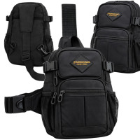 Meeste vöökott-õlakott, crossbody-kott, mitu taskut, must, 22 cm × 32 cm