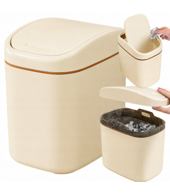 Mini prügikast lauale ja vannituppa, klapiga, kreemikas, 2 l