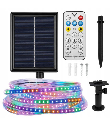 Värviline päikesetoitega LED-riba puldiga, IP65, 5 m