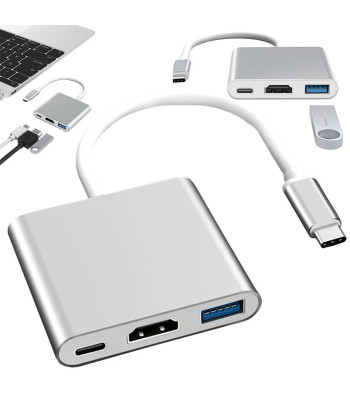 USB-C 3-ühes adapter USB 3.0 ja HDMI-jaotur 4K