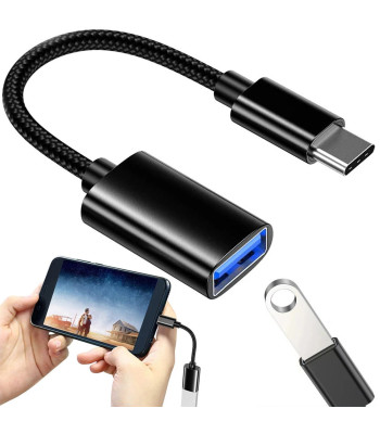 USB-C–USB-A OTG-adapter telefoni ja muude seadmete ühendamiseks, must, 3.0, 11 cm