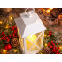 Valge dekoratiivne LED-latern elektrilise küünlaga, patareitoitel, 28cm x 14cm x 14cm