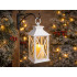 Valge dekoratiivne LED-latern elektrilise küünlaga, patareitoitel, 28cm x 14cm x 14cm