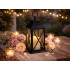 Dekoratiivne LED-latern patareitoitel elektrilise küünlaga, must, 28cm x 14cm x 14cm