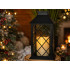 Päikesepaneeliga dekoratiivne LED-latern elektrilise küünlaga, must, 28cm x 14cm x 14cm