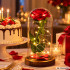 Punane igavene roos LED-valgustusega klaaskupli all, 21 cm