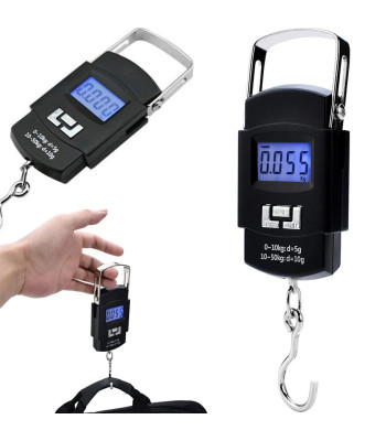 Elektrooniline konkskaal kalastamiseks ja pagasi kaalumiseks, LCD, 50 kg