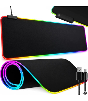 RGB-valgustusega mängurihiirematt hiirele ja klaviatuurile, XXL, 90 × 40 cm