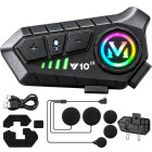 Mootorratta kiivriintercom Bluetoothi, mikrofoni, RGB-valgustuse ja USB-C laadimisega – U10 2X