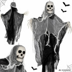 Rippuv Halloweeni luukere-kummitus kolju ja narmendava rüüga, 80 × 70 cm