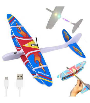 LED-valgustusega vahtpolüstüreenist lendav lennuk elektrimootoriga, USB, 27,5 cm