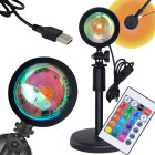 Päikesetõusu ja -loojangu efektiga RGB LED-projektorlamp, USB-toide ja pult