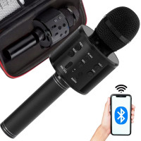 Juhtmevaba Bluetooth-karaokemikrofon kõlariga, ümmargune, ümbrisega ja eri režiimidega
