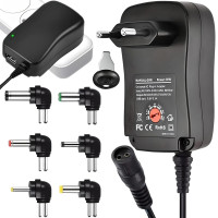Universaalne reguleeritav toiteadapter USB-väljundiga, 3V–12V, 6 otsikut