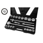 12-kandiliste padrunvõtmete komplekt, tugevaks kasutuseks, 21 osa, 3/4'', 19–50 mm