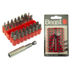 Magnetiliste CR-V kruvikeerajaotsakute komplekt hoidikuga – 33 bitti, 2 adapterit, PZ ×7, PH ×7, SL ×5, HEX ×6, TORX ×7